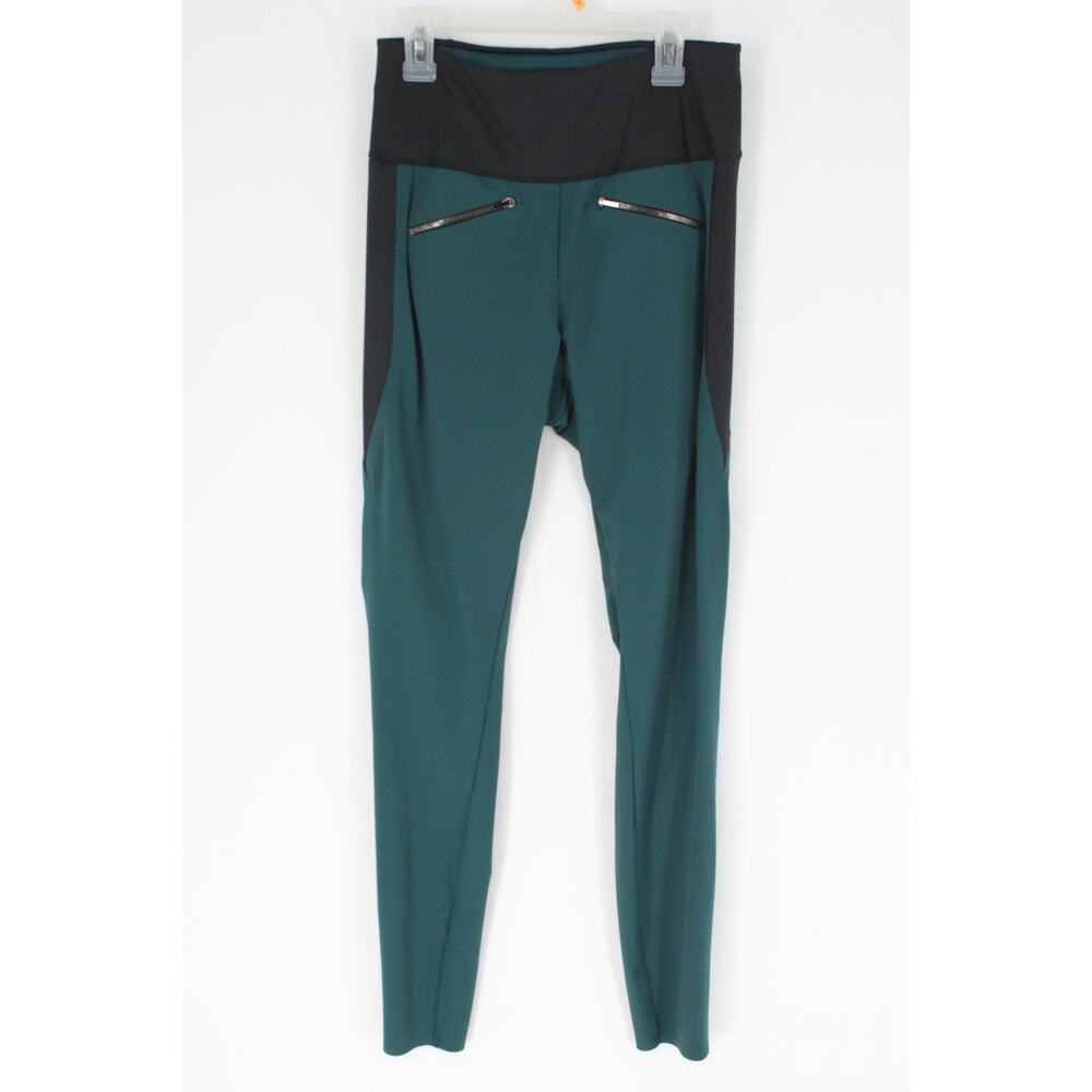 ADay Throw it Higher Leggings Womens S Green Black Ankle High Rise Zip Pockets